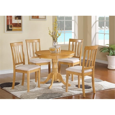 East West Furniture 5 Piece Kitchen Nook Dining Set-Small Kitchen Table and 4 Dining Chairs ANTI5-OAK-C